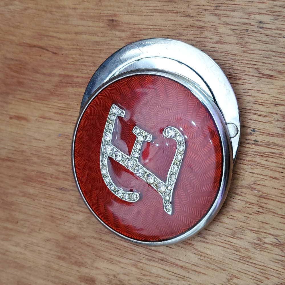 Liz Claiborne “E” mirror compact With Rhinestones JL